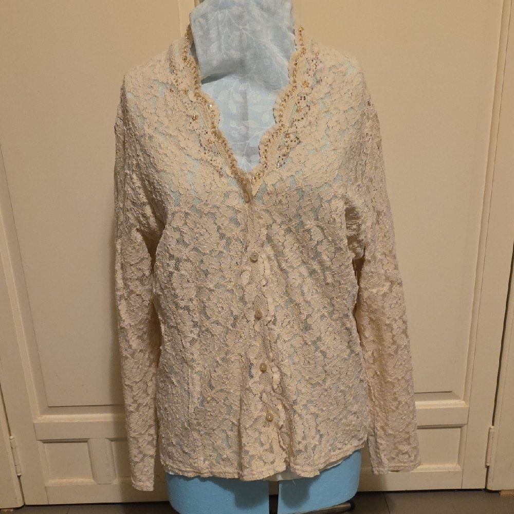 Emma James Ivory Lace Cardigan [2/$20]